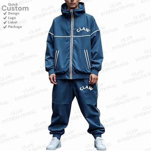 Wholesale Mens Reflective Nylon Tracksuit Custom <b>Embroidery</b> Logo Windbreaker Jogging <b>Set</b> - Product Image 6