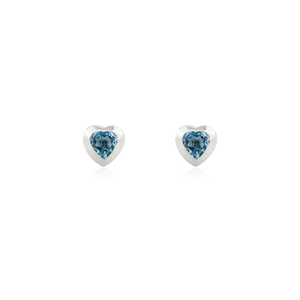 Simple elegante 0,52 Ct. Pendientes de tuerca mínimos de Topacio Azul en forma de corazón para mujeres y niñas 14K oro blanco puro joyería diaria - Product Image 1
