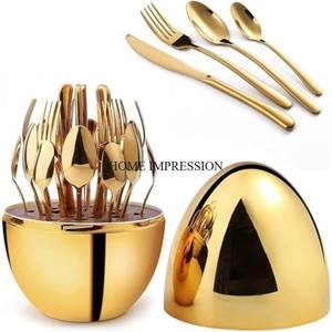 Feuilles de bananier en aluminium plaqué or coulé poignées de créateur cuillère ensemble de couverts d'ustensiles de cuisine fournitures de couverts au prix de gros - Product Image 2