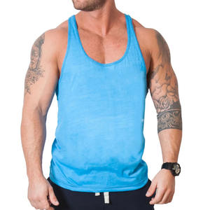 Camiseta sin mangas Muscle Fit de alto rendimiento para hombre, Color azul sólido, ideal para entrenamientos de gimnasio y ropa deportiva informal de verano, camiseta sin mangas - Product Image 1