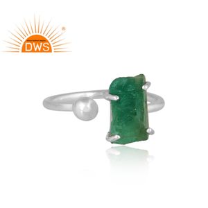 Anillo ajustable de piedras preciosas de Esmeralda Natural de plata de ley fina superventas, joyería para mujer, regalo para ella - Product Image 2