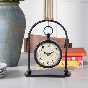 DECOR Modern Iron <b>Small</b> Black Silent Non-Ticking Quartz <b>Desk</b> Clock for Home Office Ramadan - Product Image 3