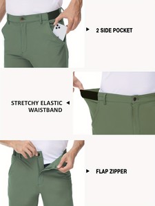Pantalones de golf verdes para hombre con bolsillos laterales, pantalones casuales de secado rápido, ropa de verano - Product Image 5