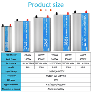 Inversor de Corriente HOULI, Generador de Energía de 4000w, 12v 220v 24v, Inversor de Onda Sinusoidal Pura de 4000w, Inversor Fuera de Red de 4000w/2000W 60HZ - Product Image 4