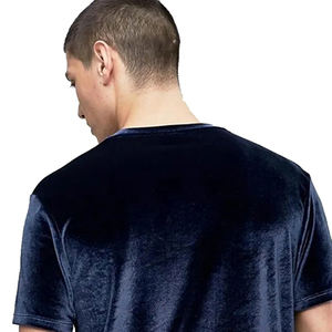 Drop shipping t-shirt en velours d'été de haute qualité nouveau style t-shirts en velours à manches courtes hommes t-shirts respirants SI-MTS-011 - Product Image 6
