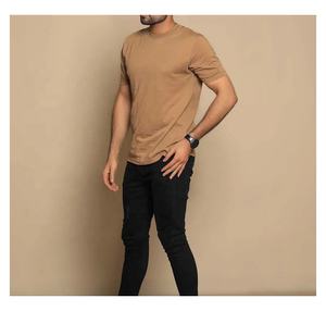 Camiseta de Algodón 100%, Cuello Redondo, Hombros Caídos, Estilo Urbano, Gruesa, Lisa, para Hombre - Product Image 2