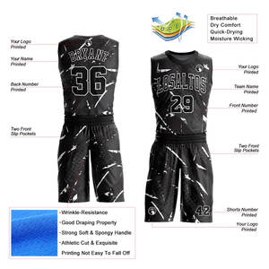 Conjunto de Uniforme de Baloncesto con Diseño Único Personalizado, Uniforme de Baloncesto Transpirable sin Mangas con Diseño Personalizado - Product Image 2