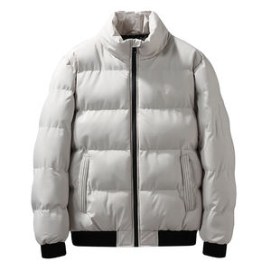 Veste matelassée pour homme sur mesure OEM, hiver, laine, col montant, fermeture éclair, résistante à l'eau et au vent, coque en nylon, technique de lavage fin sur le devant - Product Image 2