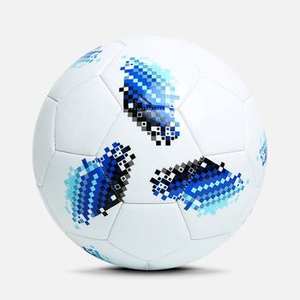 Ballon de football en PU blanc avec logo personnalisé, taille 5, conception de pixels, football imperméable et durable pour adultes et enfants, cousu à la machine pour le match - Product Image 1