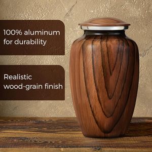 Urnas de aluminio Woodgrain para hombre adulto. Urnas de cremación para cenizas humanas Mujer adulta. Urnas decorativas de madera para cenizas humanas - Product Image 3