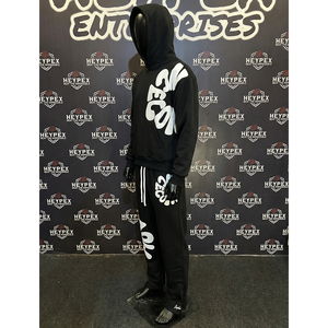 <b>Tracksuits</b> Lightweight French Terry Boxy Blank Custom Logo Oversized Cotton Men Streetwear Plus Size Sweatpants and Hoodie Set - Product Image 3