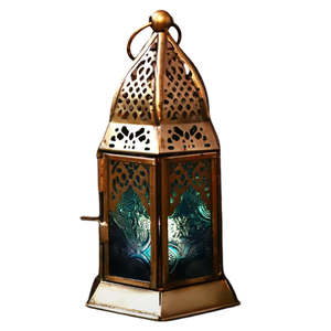 Pure <b>Brass</b> Vintage Embossed <b>Lantern</b> With Multi Color Glass & Polish Finished For Tabletop Decor Arabic <b>Lantern</b> For Decoration - Product Image 3