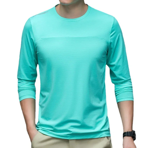 Camiseta de manga larga de poliéster 100% sólido de otoño con orificio para el pulgar transpirable Logotipo frontal de secado rápido Personalización Unisex - Product Image 6