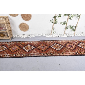 พรมขนสัตว์แนววินเทจสีส้มสีขาวเป็นมิตรต่อสิ่งแวดล้อมดีไซน์การเย็บปะติดปะต่อกัน11.6ft x ทรงสี่เหลี่ยมผืนผ้าขนาดใหญ่ลายโถงทางเดิน - Product Image 3