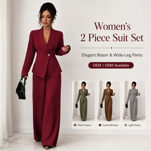 Elegante Completo da Donna, Blazer Asimmetrico a Maniche Lunghe e Pantaloni a Gamba Dritta, Set Due Pezzi per Ufficio e Lavoro - Product Image 1