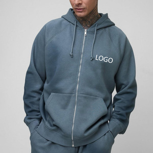COI Pull à Capuche Zippé Oversize Personnalisé en Molleton 100% Coton Épais, Écologique, Style Streetwear Vintage, Délavé à l'Acide, avec Poche Effet Vieilli - Product Image 1