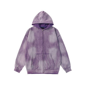 Sweat à capuche avec logo personnalisé 100% coton pour hommes Impression numérique de style délavé à l'acide avec fermeture éclair de haute qualité pour l'hiver - Product Image 1