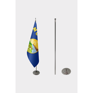 Drapeau d'intérieur officiel du Montana 3x5 pieds, personnalisable, fanion de bureau, impression numérique, mât de drapeau en aluminium, coton de soie, plastique - Product Image 2