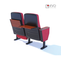 Chaises de théâtre/église/auditorium EVO6602 modernes, pliables, avec structure en acier, connectables et empilables, option petit bureau, personnalisation