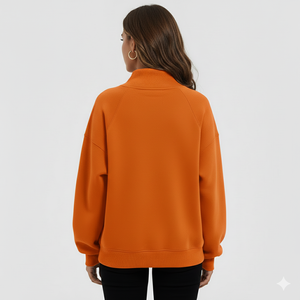 Premium Quality 100% Cotton Fleece Women's Oversize Sweatshirt <b>Mock</b> <b>Neck</b> Loose Fit Fully Customizable Streetwear <b>Top</b> for Winter - Product Image 5