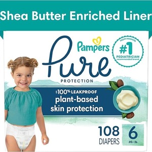 Couches Pampers Pure Protection-Taille 6, un mois d'approvisionnement (108 pièces), couches jetables pour bébé de qualité supérieure hypoallergéniques - Product Image 4
