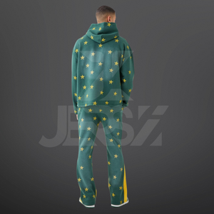 Conjunto Deportivo Unisex de Pantalones Acampanados con Lavado Ácido y Sudadera con Capucha y Cordón, Forro Polar, Pantalones Deportivos a Juego para Invierno - Product Image 3