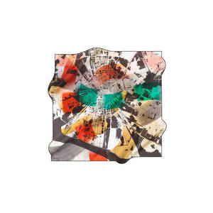 Digital Printed Polyester Silk Scarf for Girls-Black 90x90 Floral Party Square Scarf - Product Image 1
