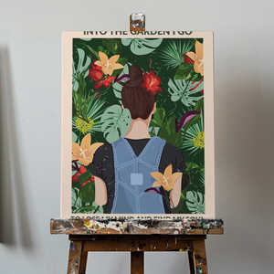 Art mural abstrait moderne avec motif floral 'Into the Garden' imprimé sur toile pour la décoration de la maison, impression numérique sur toile, support inclus - Product Image 1