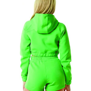 Conjunto de dos piezas de mujer de camuflaje azul personalizado al por mayor, Sudadera con capucha y cremallera, pantalones cortos, chándal para gimnasio, conjunto corto de invierno - Product Image 4