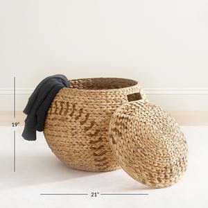 Baseball shaped water hyacinth <b>basket</b> Handmade Storage <b>Basket</b> Wholesale eco-friendly Made in Vietnam - Product Image 2
