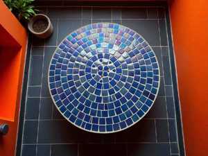 Dazzling <b>Mosaic</b> Side Table: Iridescent <b>Art</b> - Blue Coffee Table - Side Table - Livingroom Decor - Gift - Product Image 2