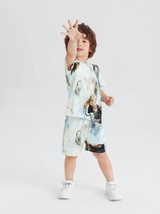 ชุดกางเกงขาสั้นผ้าฝ้ายสองชิ้นสำหรับเด็กอายุ9ปีชุดเสื้อผ้าลำลองสำหรับเด็กผู้ชายและเด็กผู้หญิง - Product Image 4