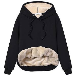 Womens Winter Cashmere Warm Coats Thick <b>Hoodie</b> Solid Plus Size Female Jacket Autumn Fashion Basic Cardigan With Zipper - Product Image 3