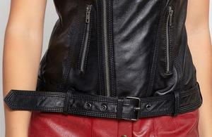 Vente chaude Zipper Décoration Femmes En Cuir Véritable Gilet De Qualité Supérieure, Coton Femmes Gilet En Cuir - Product Image 3