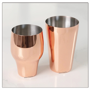 600ml Two-Piece French Copper and Stainless Steel <b>Cocktail</b> Shaker <b>Set</b> Durable Metal for Home Bar Use - Product Image 2