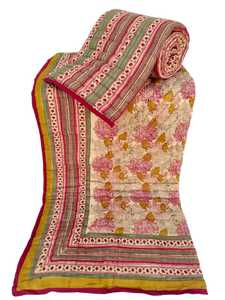 Bloque impreso hecho a mano 100% algodón Reversible tamaño Queen edredón cómodo ligero tradicional hecho a mano edredón de invierno - Product Image 3