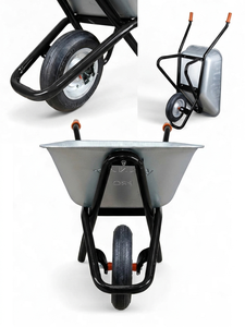 Professional 100L Galvanized Metal <b>Wheelbarrow</b> Heavy Duty Pneumatic Wheel Unassembled Kit Durable for Farm Use - Product Image 4