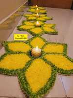 Ensemble de rangolis faits à la main, porte-bougie, fleurs artificielles, décoration de fête de mariage, diyas, décoration de la maison, décoration de Diwali au meilleur prix
