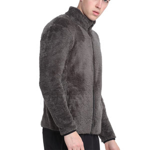 Men's <b>Warm</b> Sherpa <b>Jacket</b> Stand Collar Front Logo Soft <b>Fleece</b> Lining Full Zip Closure Winter Outdoor Casual Wear Customizable - Product Image 1