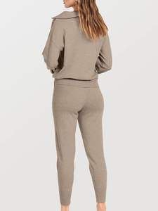 Conjuntos de Dos Piezas para Mujer, a la Moda 2024, Pantalones Deportivos de Manga Larga con Media Cremallera y Transpirables, 100% Algodón para Invierno - Product Image 4
