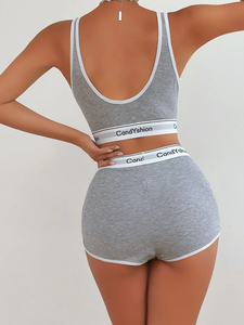 Conjunto de Brasier y Panty de Yoga Personalizado, 100% Algodón, Tejido Acanalado, Diseño sin Tirantes, Transpirable, Antibacteriano, con Aro en la Cintura - Product Image 3