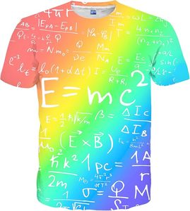 T-shirt décontracté d'été pour homme sans col, tricoté, imprimé par sublimation 3D équation mathématique, dégradé arc-en-ciel, manches courtes, anti-plis - Product Image 1