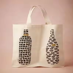 Sac fourre-tout écologique grande capacité en coton biologique et mélange de jute, réutilisable pour les courses, option de logo personnalisable, fournisseur en gros - Product Image 1