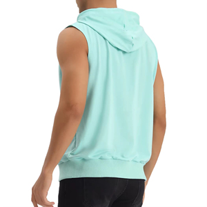Top Qualité Hommes Blank Zipper Hoodies Sans Manches 100% Coton Polaire Conception Personnalisée Logo Respirant Tissu Confortable - Product Image 3
