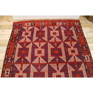 Tapis turc vintage 5,1x7,1 pi (154x216 cm), tapis en laine rouge - Product Image 3