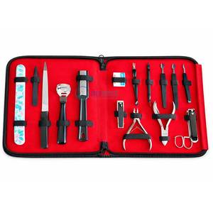 Ensemble d'outils de manucure et de pédicure en acier inoxydable professionnel, kit complet de soins des ongles et des pieds avec étui à fermeture éclair rouge, vente en gros - Product Image 6