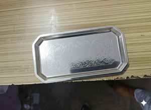 Plateau de service décoratif en acier inoxydable, plateau de service moderne, écologique, poli, compatible lave-vaisselle, pour la maison et les restaurants - Product Image 2