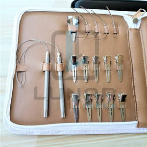Kit de herramientas de extensión de cabello, caja de cuero de PVC, color blanco tostado, doble capa, pulido de plata, acabado con alicates de 6,5 pulgadas - Product Image 2
