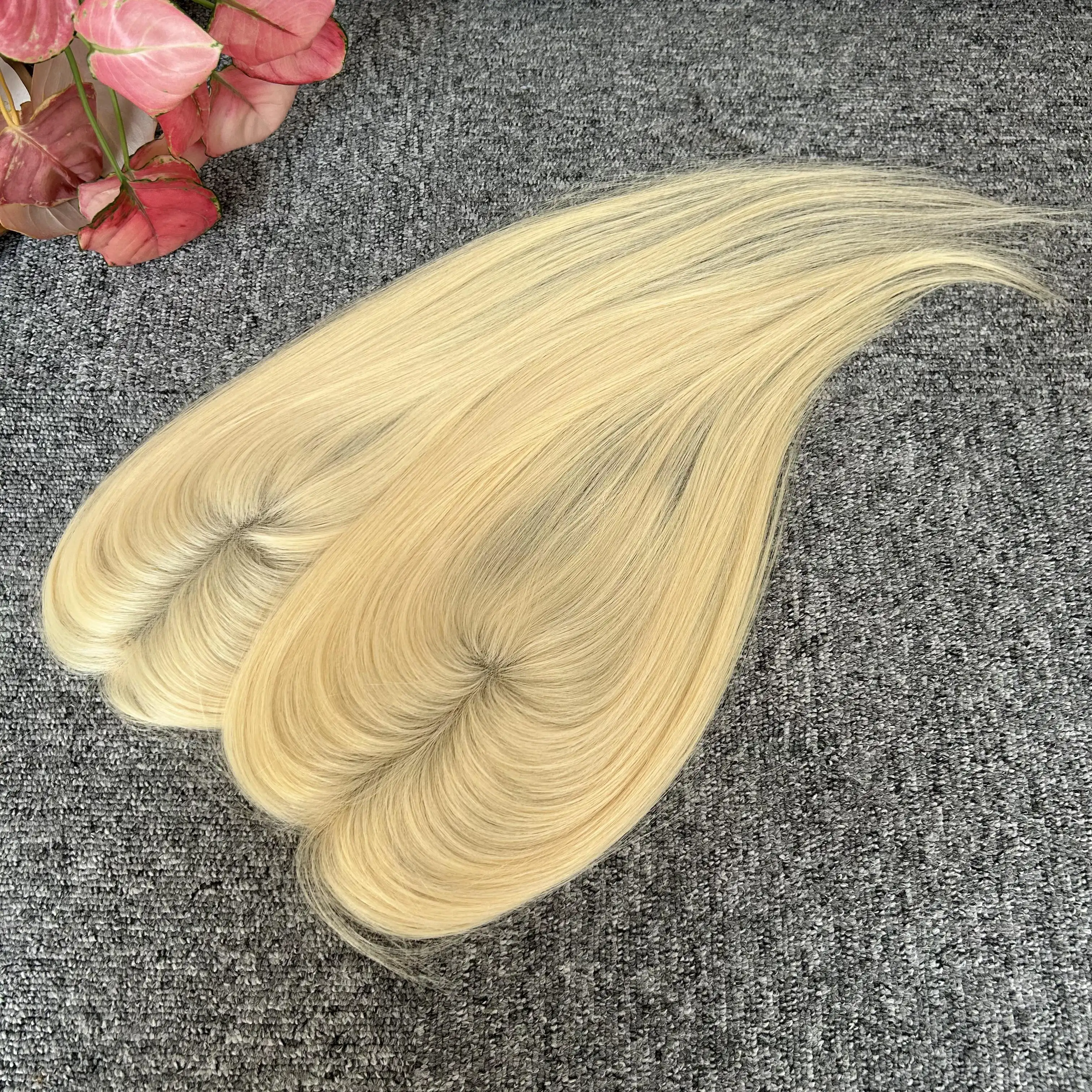 Wholesale European Remy Hair Women's Topper Cuticle Aligned Blonde #613 Topper