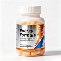 Étiquettes de bouteilles de formule énergétique Haoxuan, finition métallique, autocollants imprimés imperméables pour l'emballage des compléments nutritionnels
